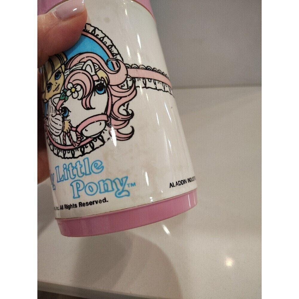 Vintage 1986 My Little Pony Aladdin Thermos for Kids Lunchbox Collectible Pink - Picture 8 of 15